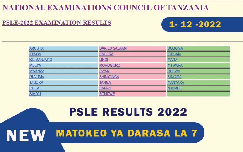 MATOKEO YA DARASA LA SABA 2022